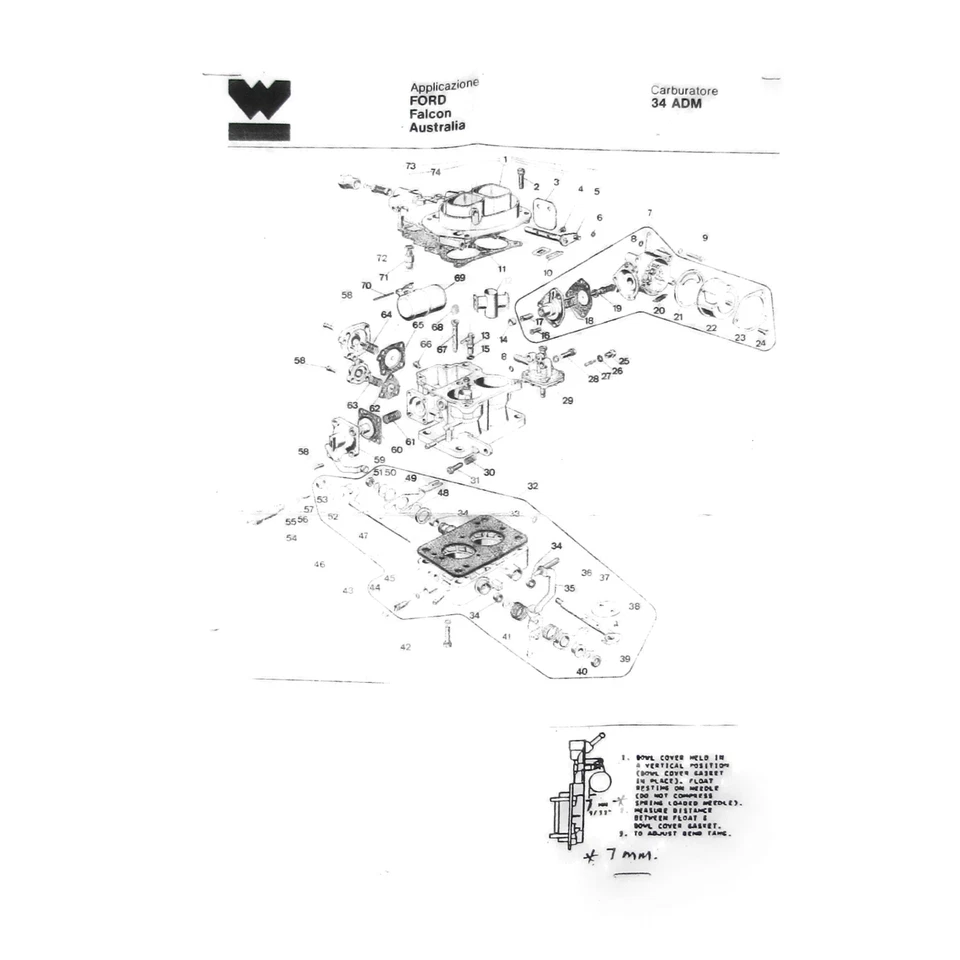 Ремонтный комплект - Weber 34 ADM Ford Falcon XE XF - Изображение 2 из 3