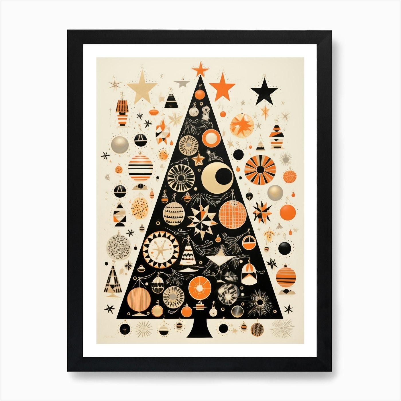 10-Inch Framed Christmas Tree Art Print - Canvas Wall Decor Poster  