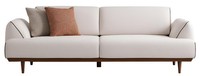 Lux 3-Sitzer Sofa Modern Komfortabel Weiß Stoff Mit Holz Akzenten