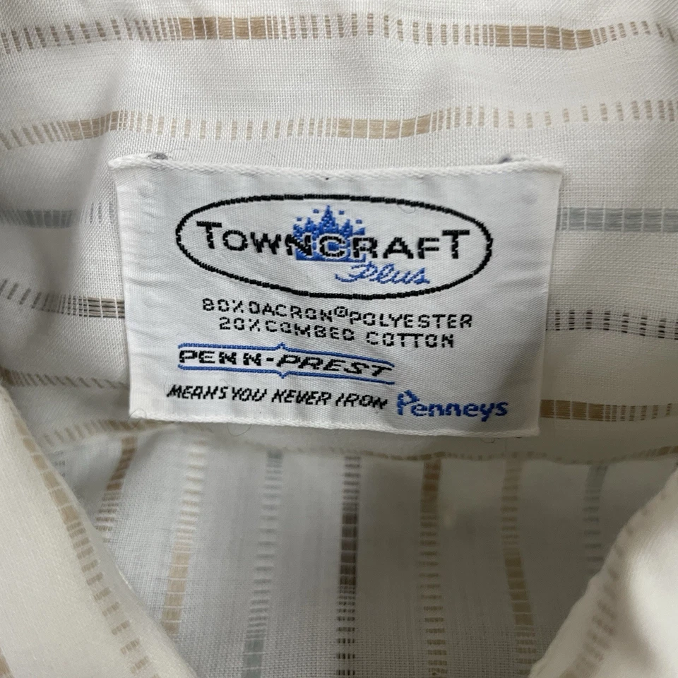 Penneys Towncraft Plus Shirt Men 17 37 Long Sleeve Button Up Vintage USA 60s 70s - Image 4 of 4