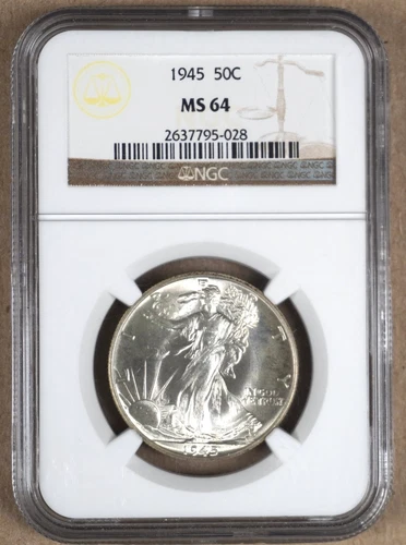1945 WALKING LIBERTY HALF DOLLAR NGC MS64 795028