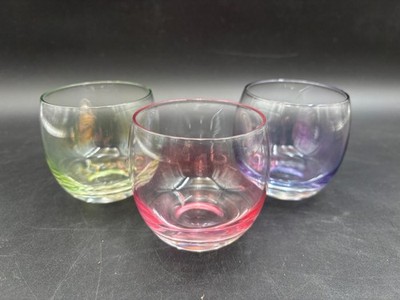 Set of 3 Colors ~ Federal Glass ~ Iridescent Pastel ~ Roly Poly Glasses ~ 3 1/4''