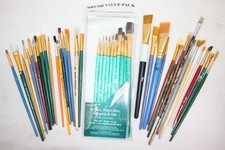 Lot of Artist Paint Brushes 42 MIXED/ASSORTED Sizes/Styles some vintage LOOK 