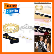 King and Queen Crown Set with Sashes, Men and Women, Prom, Homecoming, Wedding