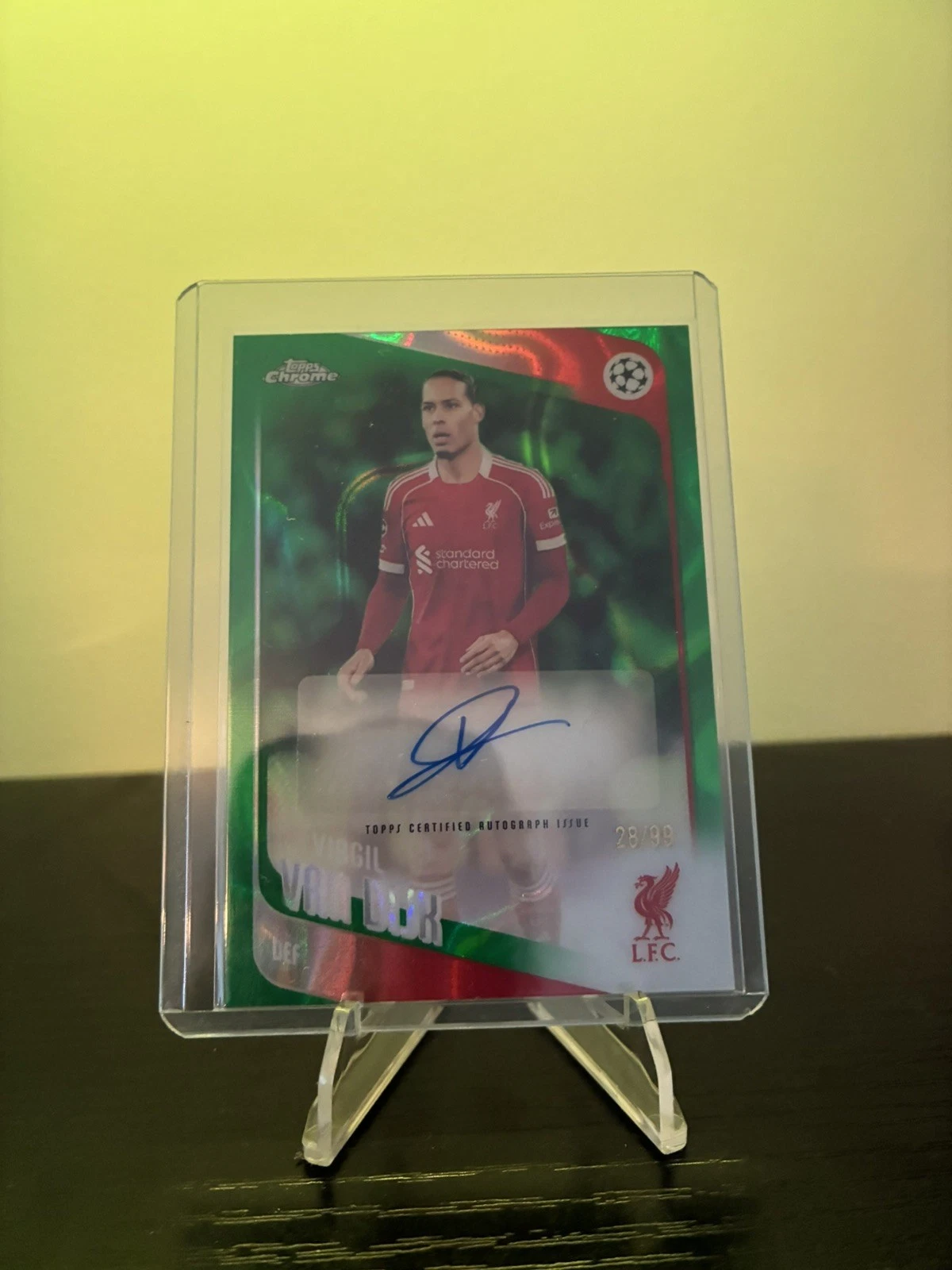 2025-26 Topps Chrome UCC Virgil Van Dijk Auto Green Lava /99 - Liverpool