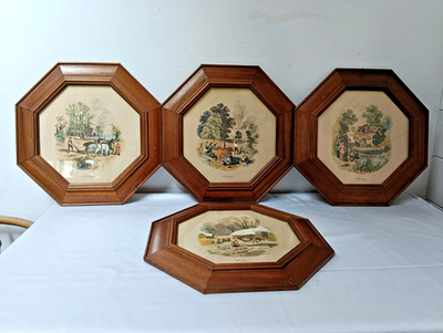 Bilder Set 4 Jahreszeiten Druck Ben Foster Holzrahmen, unter Glas, Vintage