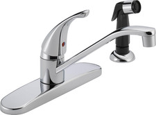 Chrome Single-Handle Kitchen Sink Faucet with Side Sprayer P115LF