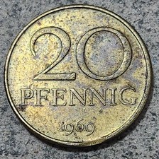 EAST GERMANY (GDR) / TWENTY (20) PFENNIGS COIN 1969 A