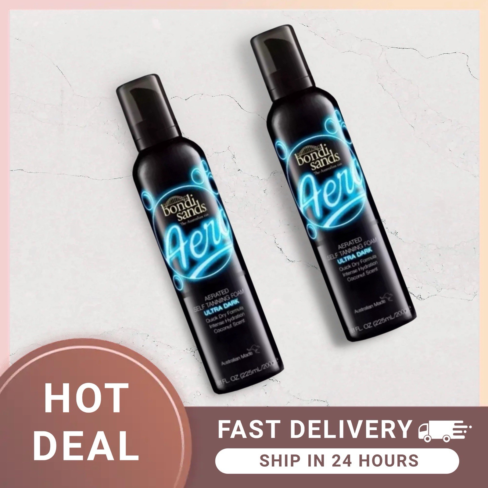 Bondi Sands AERO Aerated Self Tanning Foam - ULTRA DARK 225ml -2 Pack RRP £38