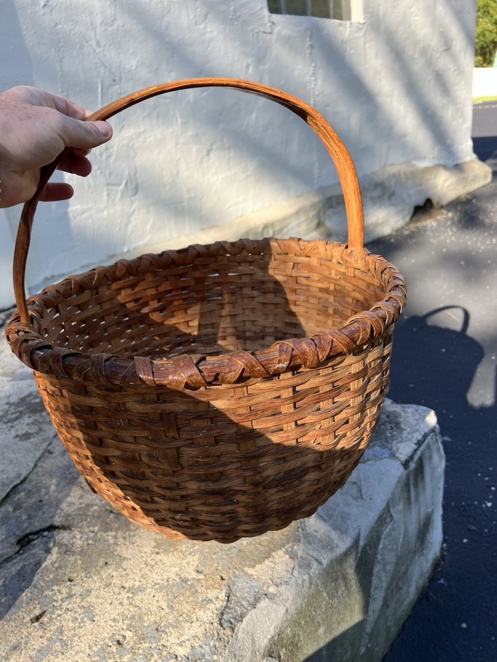 Primitive Woven Splint Basket 19th Century AAFA Farmhouse Rustic Decor ...