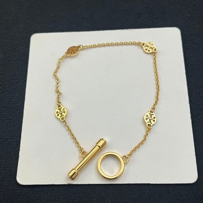 New Gold Logo Toggle Station Bracelet   Gold-Tone Chain Link Fine Jewelry