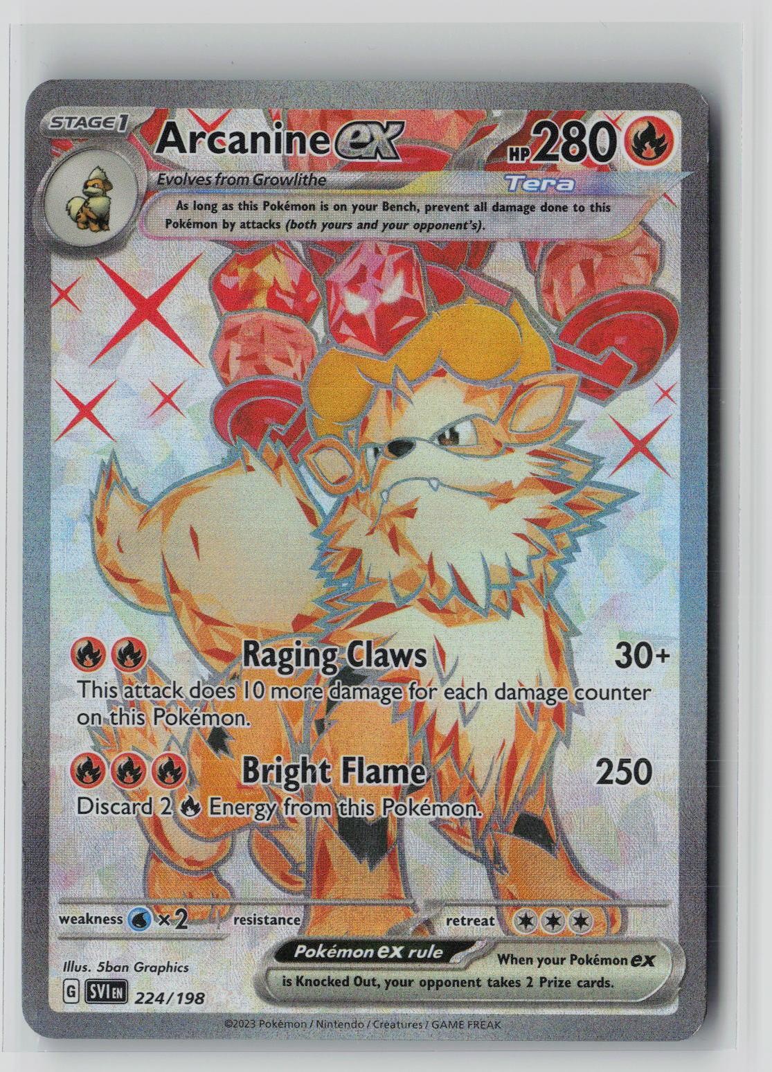 Arcanine ex 224/198 Ultra Rare Scarlet & Violet Pokemon NM