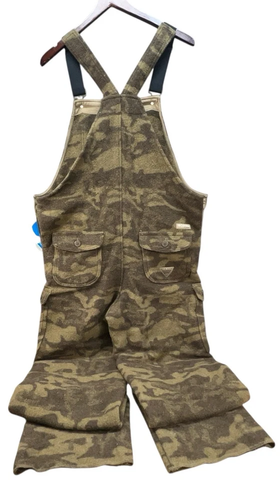 Vtg NEW Columbia Bib Overalls Mens Medium Brown Wool Gallatin Range Camo Hunting - Image 2 of 4