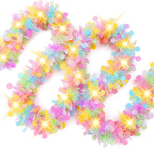 33Ft Easter Tinsel Garland with LED Lights Colorful Spring Garland Perfect Easte