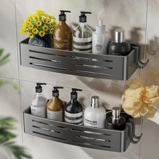 Shower Caddy Suction Cup,2 Pack Shower Shelves with Hooks No Drilling
