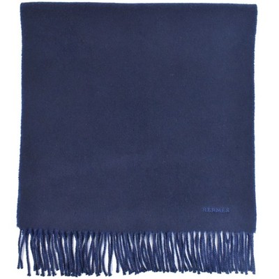 HERMES 100% Cashmere Scarf Navy