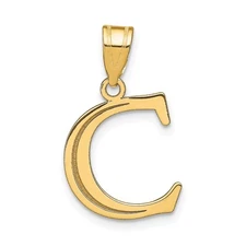 14k Yellow Gold Polished Etched Letter C Initial Pendant