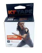 KT Tape Black Kinesiology Tape For Pain Relief & Support Breathable New In Box
