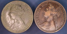 1881 1885 Victoria Young Head halfpenny ½d coins     [15982]