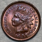 Brilliant Uncirculated 1897 Indian Head Cent, Attractively Toned specimen.