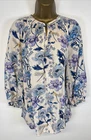 Somerset Alice Temperley Top Blue Star Floral Print 3/4 Sleeve Blouse UK 18