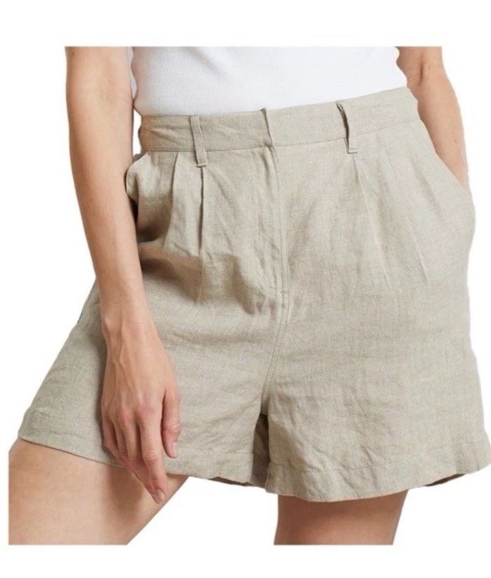 Frame Linen Viscose Women's Pleated Shorts Size 0 Made In Portugal New With Tag