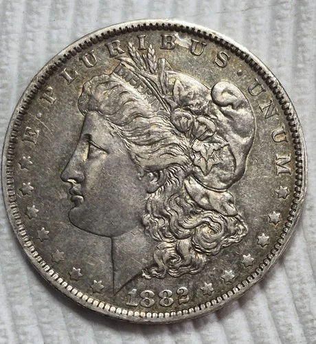 1882 O Morgan Silver Dollar. Reverse Toned! Estimated Extra Fine 45. A0509.