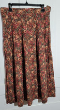 Romantic VTG Laura Ashley Great Britain Floral Pleated Cotton Skirt LG 12 Midi