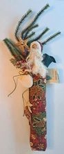 Vintage Handmade Folk Art Primitive 24" Santa Wall Hanger Christmas Decor