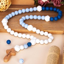Silicone Baby Rosary with Cross, Baptism Gift Baby Rosary Teether for Boy Gir...