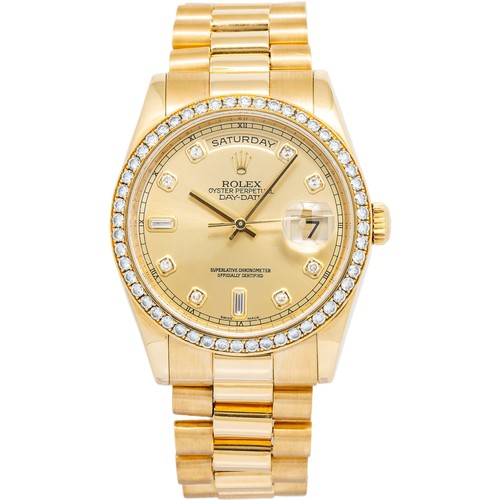 Rolex Day-Date President 118348 Factory Diamond 18k YG Champag...