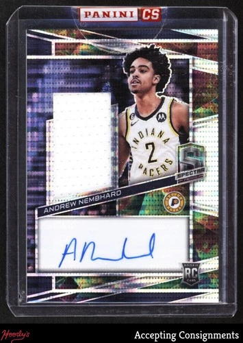 2022-23 Panini Spectra Celestial Andrew Nembhard RC ROOKIE JERSEY AUTO 18/99
