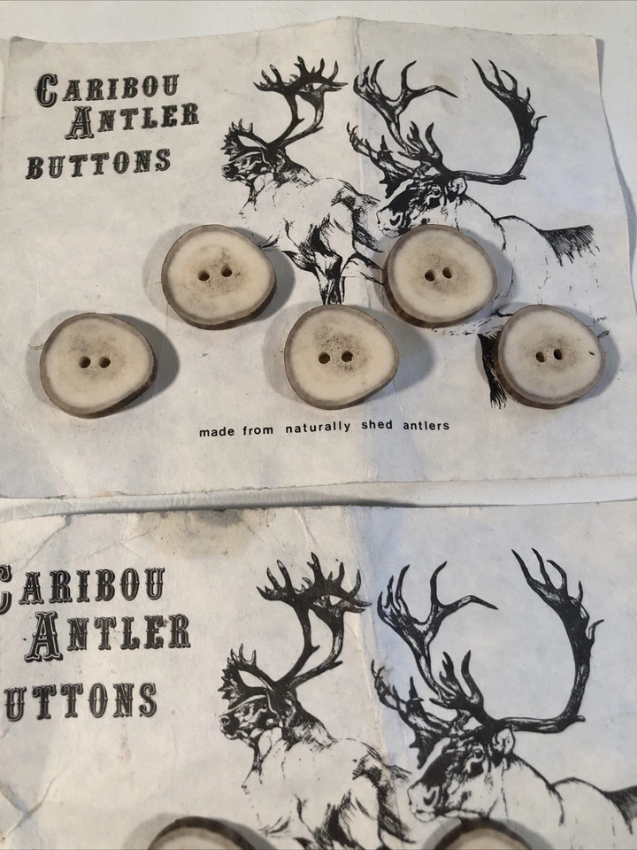 10 Vintage Caribou Antler Buttons naturally shed  antler craft 7/8" inch - Image 2 of 4