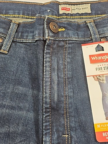 Pantalones de mezclilla para hombre Wrangler bota relajada pantalones de mezclilla FLEX 36x34 lavado oscuro cinco estrellas - Imagen 9 de 19
