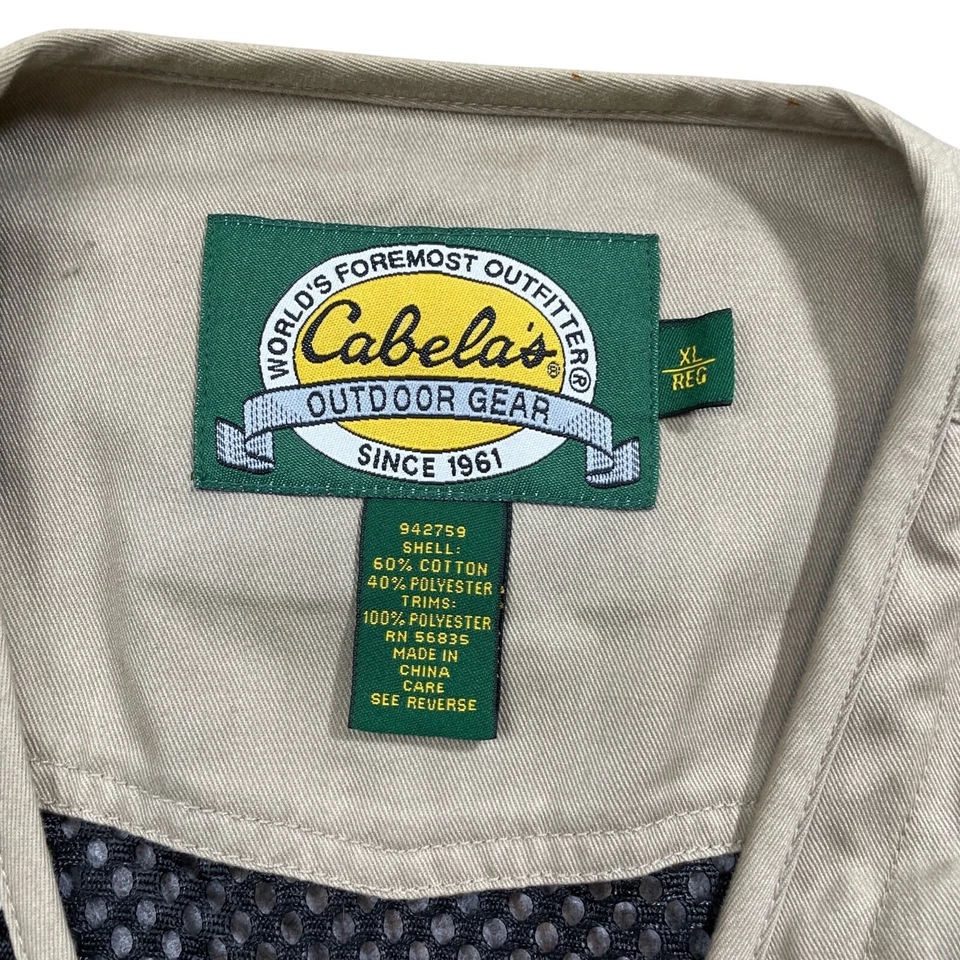 Cabela's XL Vest Full Zip Net Back Pockets Cotton Polyester - Image 3 of 4