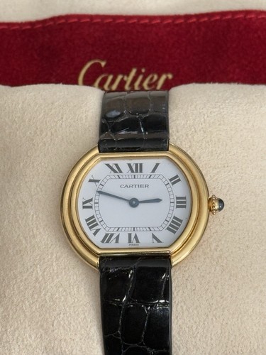 Vintage Cartier Ellipse Jumbo LM 78091 18k Manual Paris Dial Watch