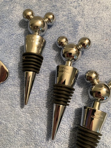LOT OF Disney Parks Mickey Mouse Wine Bottle Stopper Cork Chrome & Bottle Opener - Picture 5 of 12