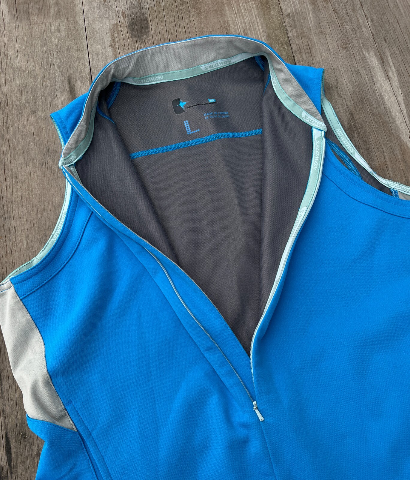 Raro Gilet Archivio SALOMON Windstopper Tecnico Gorpcore Y2K Blu Taglia L