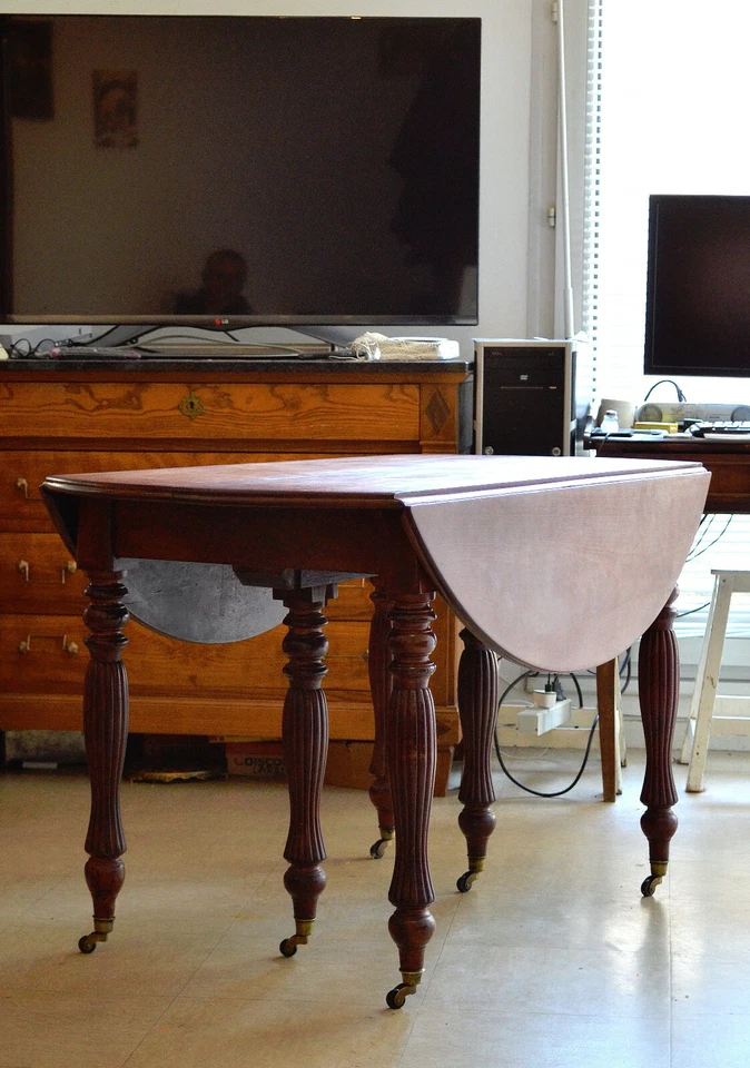 Table Louis Philippe à volets pieds parapluie bois fruitier  19 ème - Photo 3/4