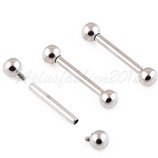 2pc 14g 16g Internally Threaded Grade 23 Solid G23 Titanium Barbells Tongue Ring