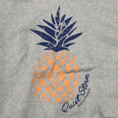 EUC Women's QUIET STORM Surf Shop Sweatshirt Hoodie Pineapple Grey M