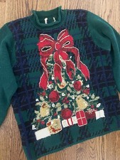 Vtg Over The Top Crazy Glitz Glam Busy Ugly Christmas Sweater XL