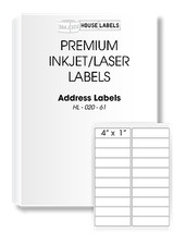 25 Sheets 500 Labels 1 x 4 Fast Peel White Address Mailing Labels 20 UP