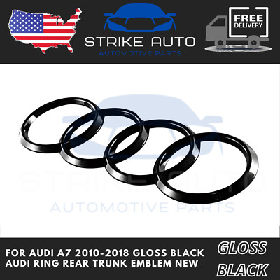 For Audi A7 2010-2018 Gloss Black Audi Ring Rear Trunk Emblem New