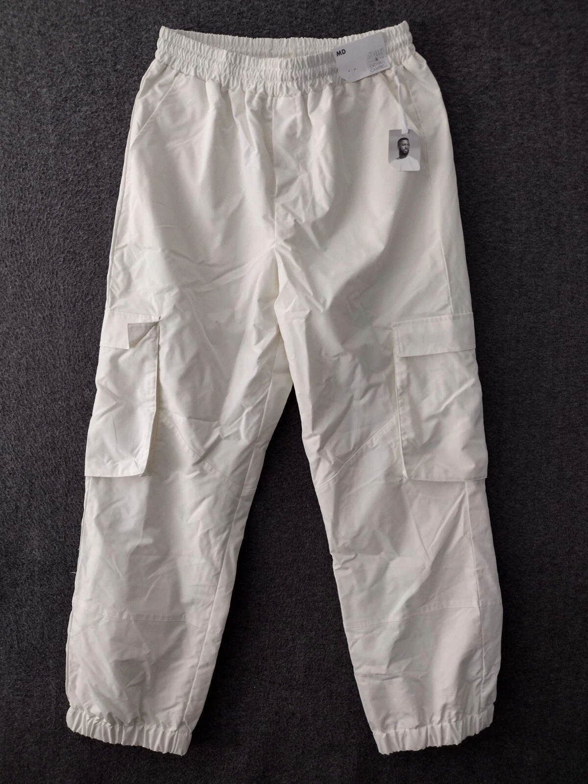 Stylus X Ladarius Campbell Cargo Pants Men Adjustable Stretch Ivory Size M