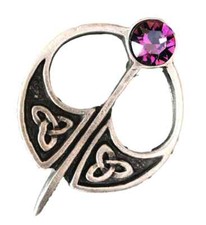 Tara Celtic Brooch Crafted From English Pewter With An Amethyst Crystal