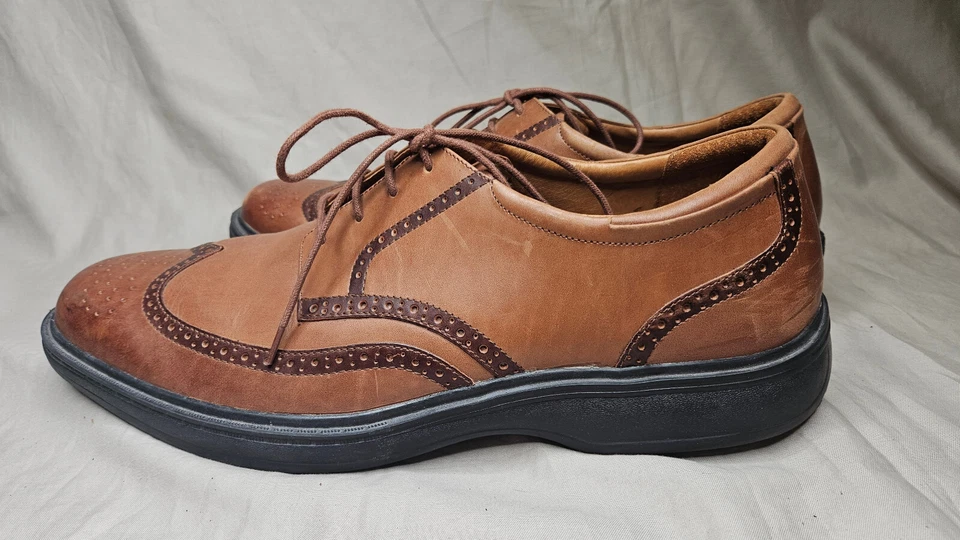 Zapatos Oxford Dr Comfort Para Hombres 14 Cuero Marrón Punta de Ala Brogue Punta Redonda Informales Foto 3 de 4