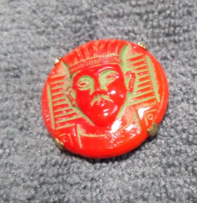 Vintage Antique Glass Picture Button EGYPTIAN KING - Image 3 of 4