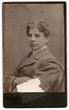 ANTIQUE CDV CIRCA 1890s HANDSOME YOUNG MAN IN SUIT KUNSTLICHT PFORZHEIM GERMANY