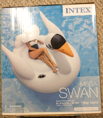 Intex Giant Mega Inflatable Swan Island Pool Float 6ft 4 1/2in x 5ft x 4ft 10in